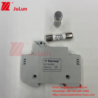 10x38mm 32A Zilveren element zonne-zekerheid voor fotovoltaïsche RT18-32X 10*38mm cilindrische zekeringhouder met 32A 690V laag