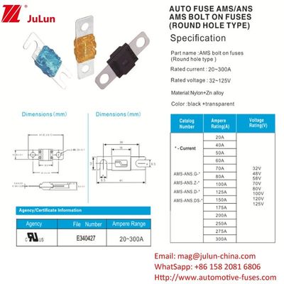 30-200A vierkante auto zekering voor de bescherming van het elektrische energie-systeem Draagbare EV-oplader Auto-audio-apparatuur