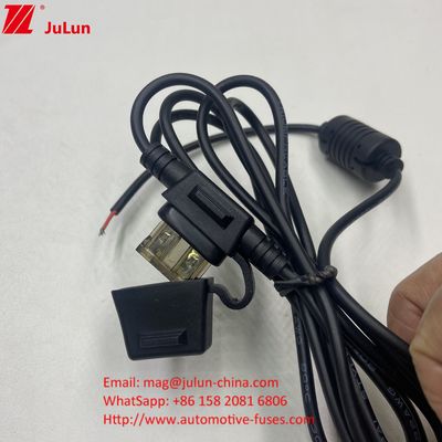 fusie 50A maximale nominale stroom rood 10AWG draad 280mm totale lengte inline fusiehouder