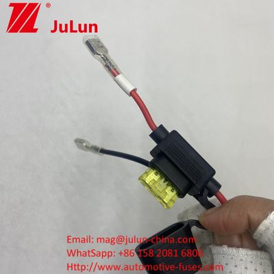 Fusehouder 8AWG Inline Blade 30A Kabel Lead WireFusehouder 8AWG Inline Blade Cable Lead Wire Originele 50 Amp Plug Style Power Connector naar 8mm RING TERMINALS Originele 50 Amp Plug Style