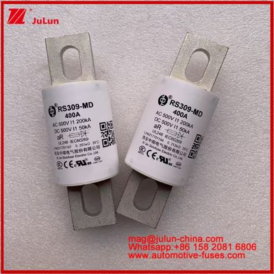 RS309-MD 400A 500VAC 200KA 500VDC 50KA AR Tubulaire keramische autoverzekering Bolt Installatie Halfredzaam Bescherming