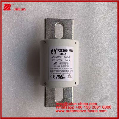 500VDC 200KA 500VAC 50KA AR Tubulaire keramische snelle lont RS309-MD 500A voor elektrische voertuigen en batterijsystemen
