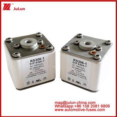 RS306-1 S1P-630A-T AC700 ((UL) Ar AC690V ((IEC) 200KV Vierkant Caremic Fuse EV of HEV Elektrovoertuigen Tractie