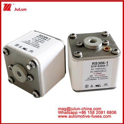 RS306-1 S1P-630A-T AC700 ((UL) Ar AC690V ((IEC) 200KV Vierkant Caremic Fuse EV of HEV Elektrovoertuigen Tractie