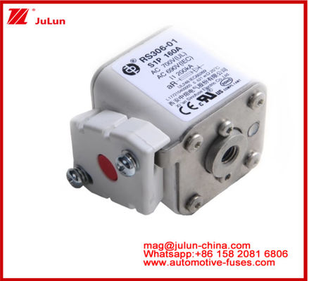 RS306-01-S1P160A AC700 ((UL) AR AC690V ((IEC) 200KV Vierkant Keramische lont EV Of HEV Studd-mount Kleine grootte Hoge nominale stroom Kortsluitingsbescherming Breekcapaciteit