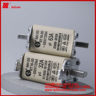 NH00 RT16-00 16A 500V 120KA Keramische splijtstof Automobile Bolt Stud Mount Voor EV / HEV