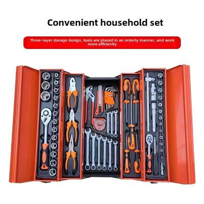 IJzeren gereedschapskist Combinatie Set 85 Piece Machine Repair Drie laag vouwbare mouw Set voor gereedschap