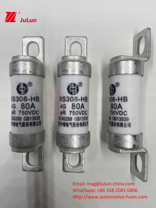 EV RS308 Fuse Mechanical Shock 25A 30A 40A 50A Keramisch koper Nominale Spanning DC750V Home Ev Charger Voor elektrische auto