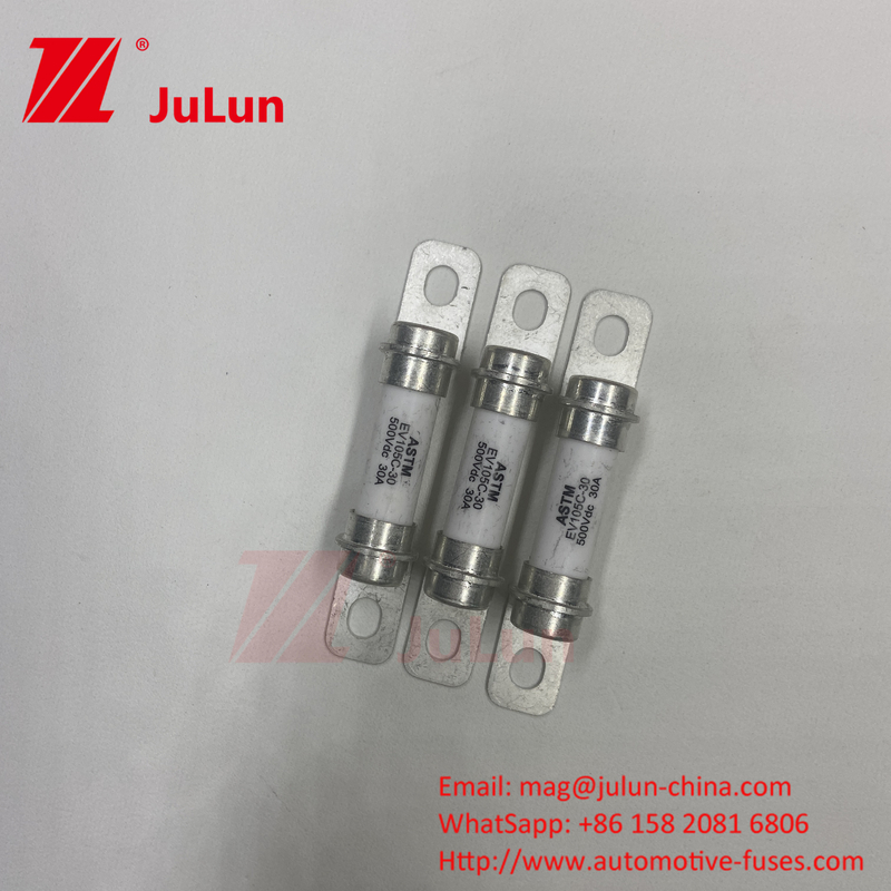 DC Keramische buis met hoge breuk 15A Veiligheidsbeschermingssluiting Elektrisch voertuig 500VDC ESS30A 40A 50A Elektrisch voertuig