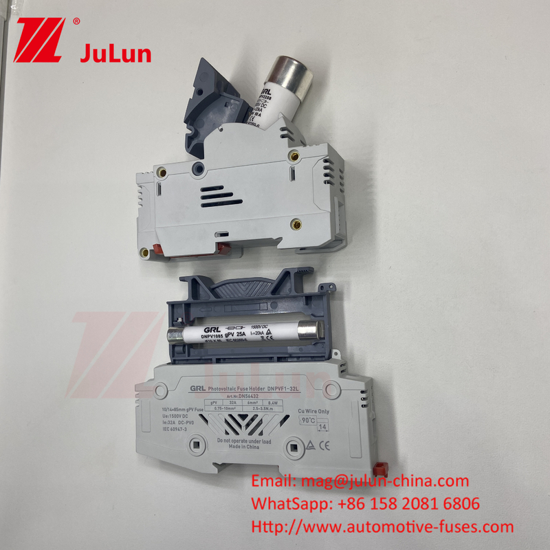 Zonne-PV-sluiting met koperelementmateriaal RO17 Fast Blow Ceramic DIN Rail Moun 22x58MM Italweber-sluiting 500V