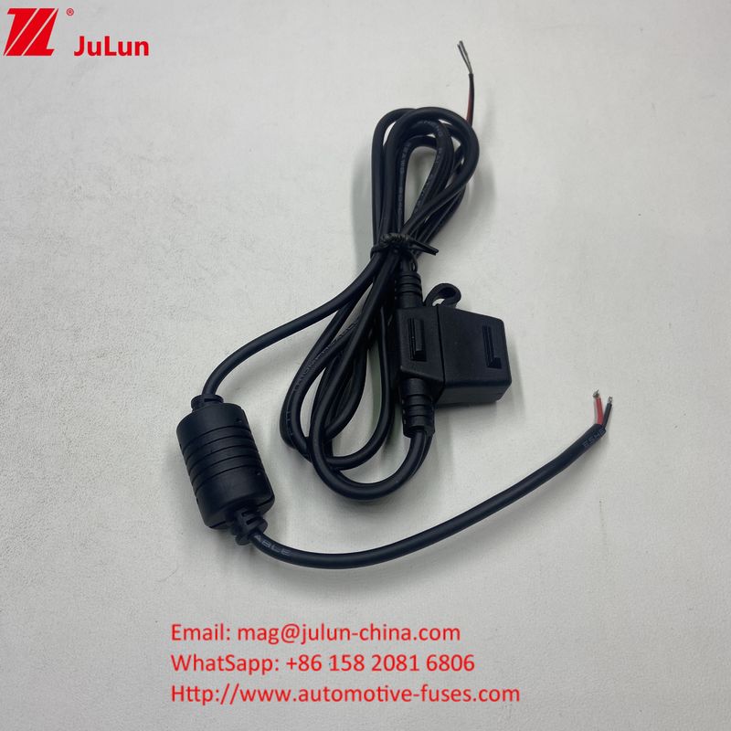 fusie 50A maximale nominale stroom rood 10AWG draad 280mm totale lengte inline fusiehouder