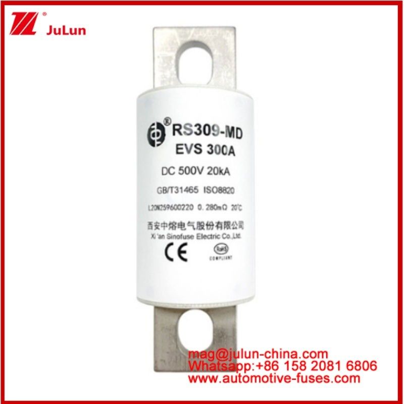 RS309-MD EVS-300A Caremic Tubular Fuse DC500V 20KA Elektrisch voertuig Bolted Connection Structure Automotive Application Design Uitstekende DC prestaties