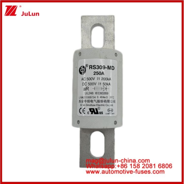 250A 500VAC Ev Fuse RS309-MD-200KA 500VDC 50KA AR Caremic DC Performance Tubulaire Automobiel Bolt Stud-mount