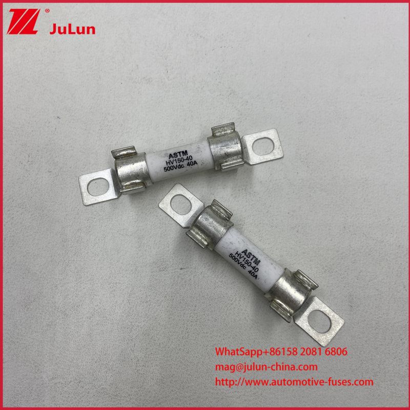ASTM HV150 Elektrische Voertuig Zekering 30A 10A DC500V 20KA Keramische Cilindrische Boutmontage Met Sterke Breekcapaciteit