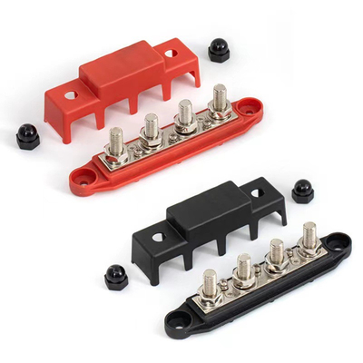 Zwarte Marine Grade Bus Bar 4 Studs Junction Block Met Cover M8 Bolt