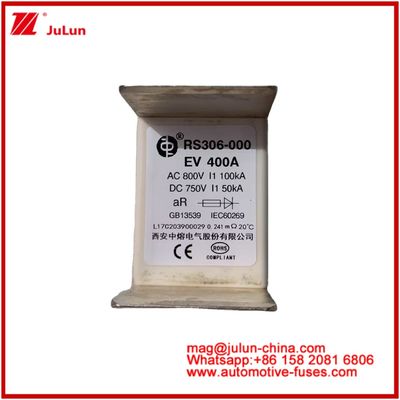 Gebruikscategorie EV 400A AC800V 100KA DC750V 50KA Ceramische buis Automatische circuitbeschermingsbeschermers voor elektrische voertuigen