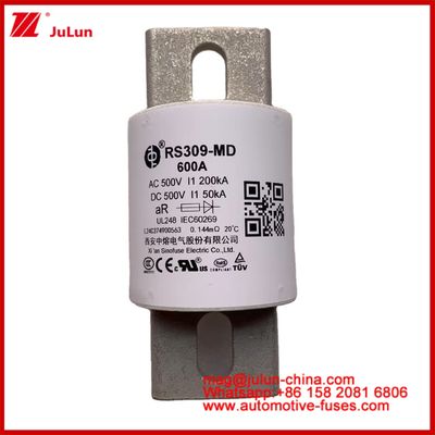 Kracht aandrijving Krachtsystemen Keramische auto fusie RS309-MD 600A 500VAC 200KA 500VDC 50KA AR buisvormige elektrische voertuigen 30-800A