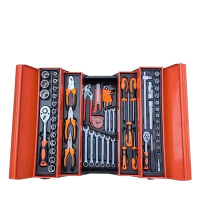 IJzeren gereedschapskist combinatie set 85 stukken machine reparatie drie-laag vouwbare mouw set voor gereedschap